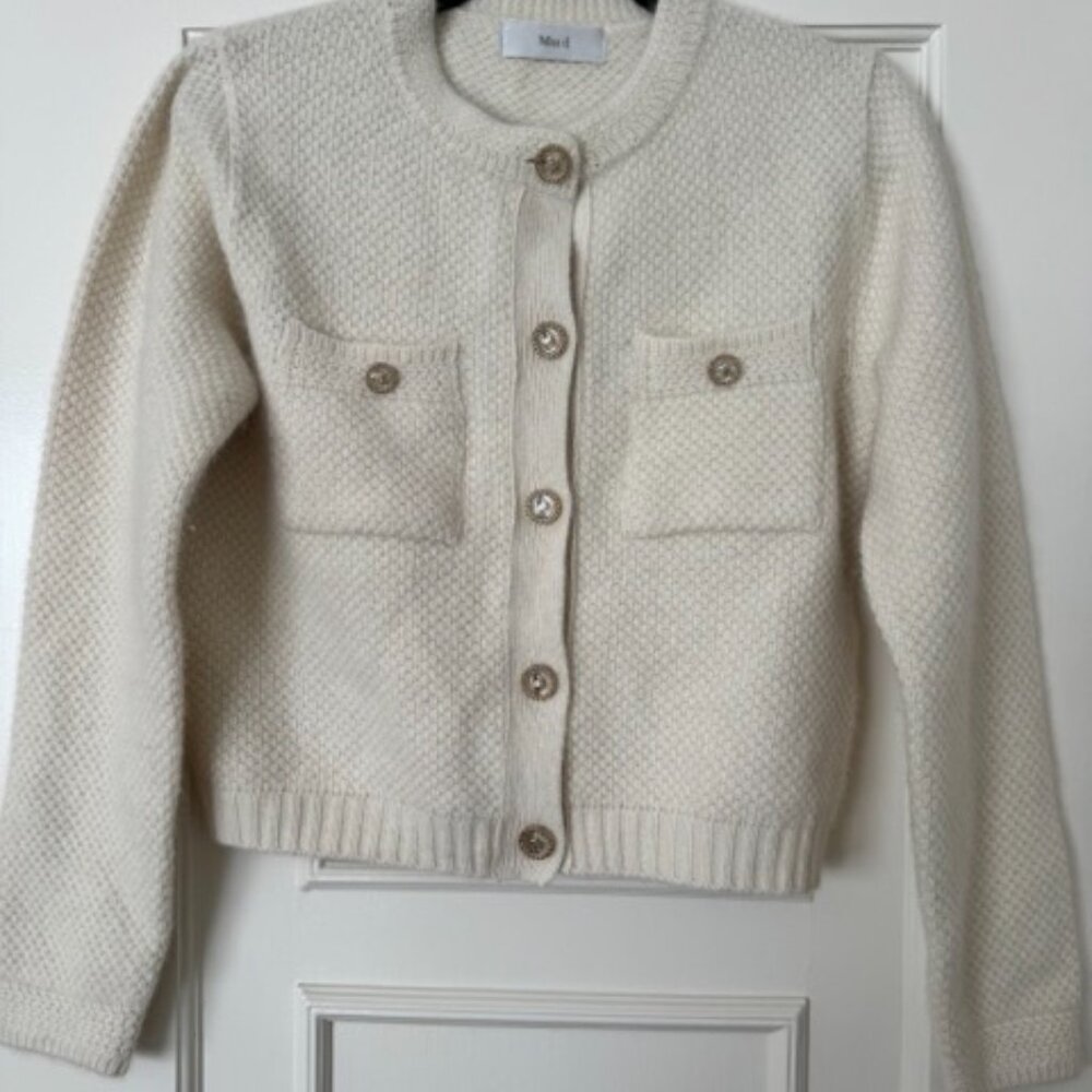 MUI Korean Luxury Cream Wool Blend Cardigan